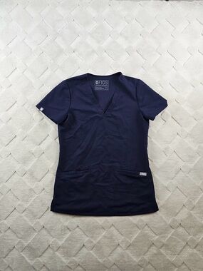 Figs Casma Three-Pocket Scrub Top Womens 2XS  Navy Medical Nurse Wear